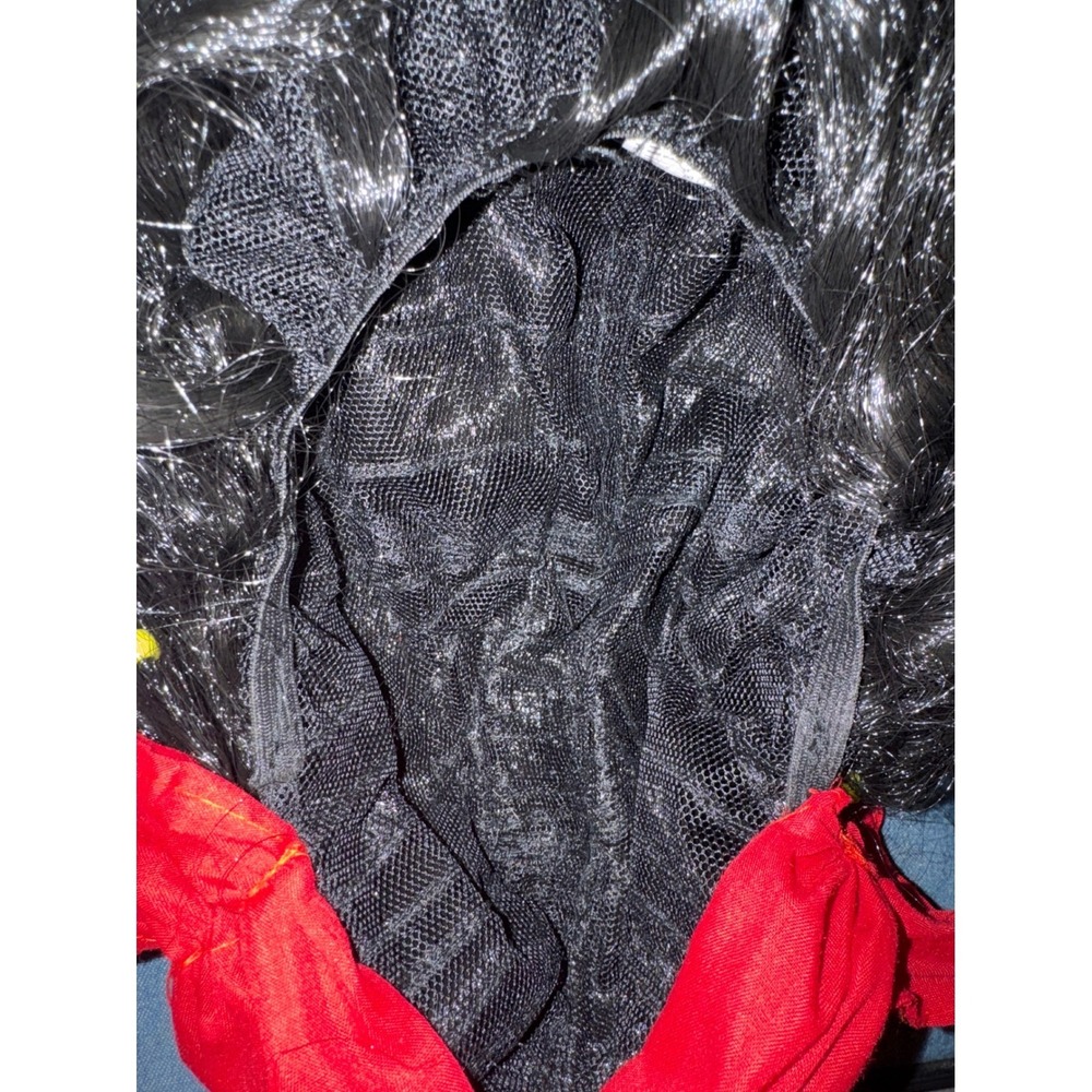 Pirate Wig Wavy Black Hair Beaded Bandana Cosplay Adult Halloween Costume NWOT - Picture 8 of 10